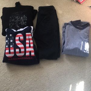 Assorted hoodies, long sleeve shirt, joggers